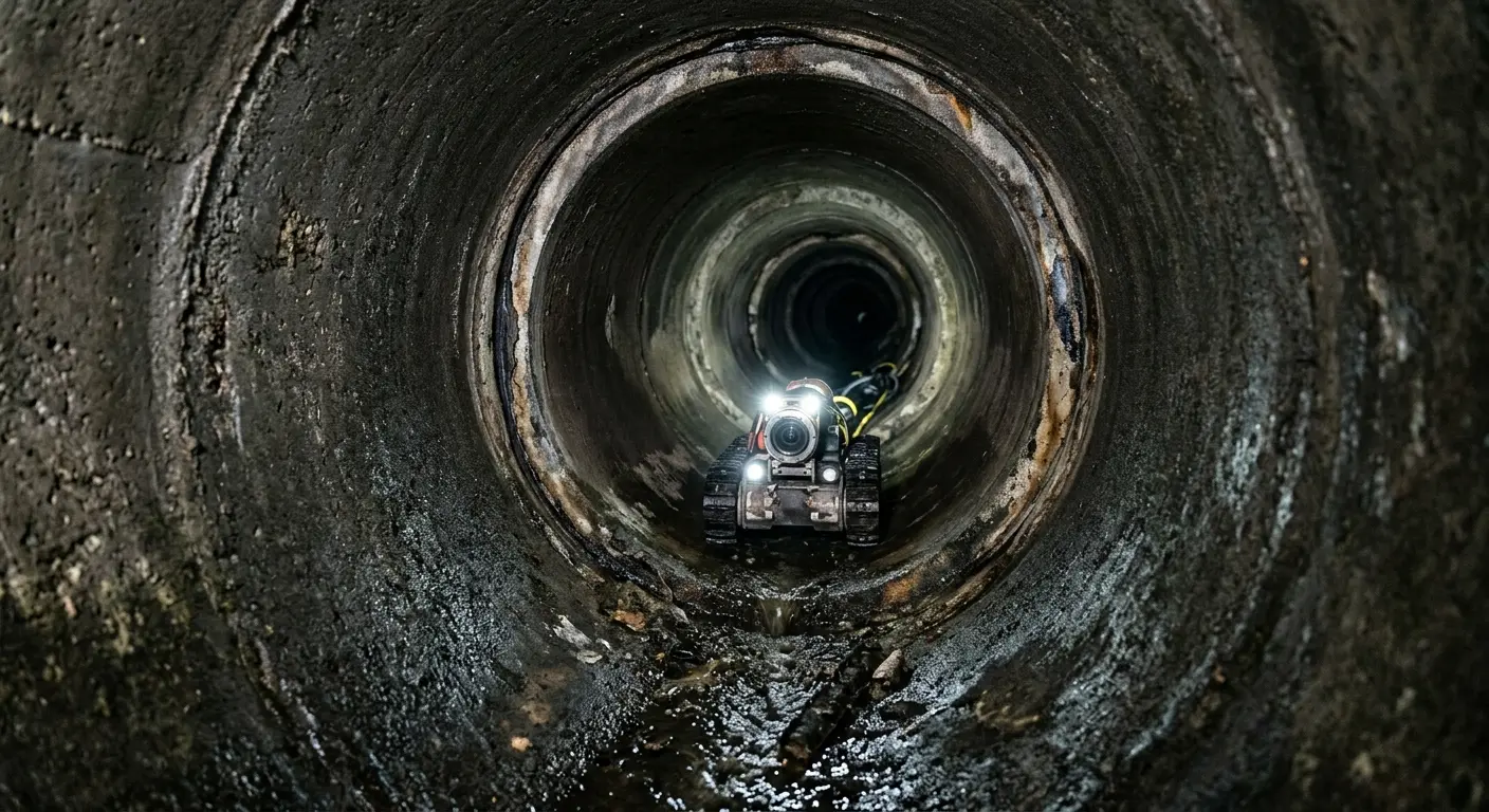 Robotic sewer camera inspecting pipe interior for Drain Snake Service in Rosemont